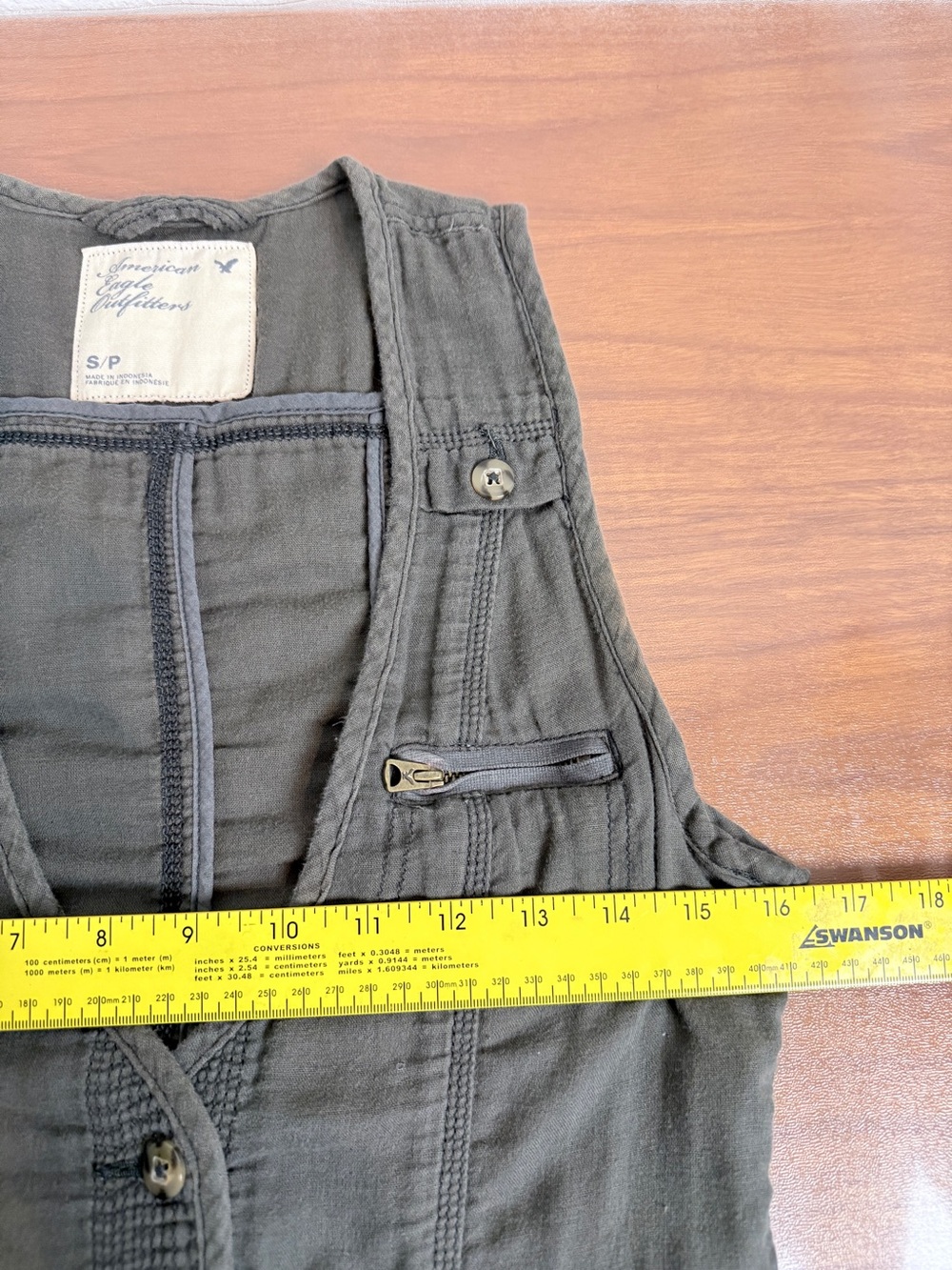 American Eagle Outfitters Charcoal Gray Utility Vest S - Picture 6 of 9